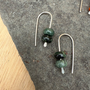 Simple Drop Sterling Earrings with Stone Bead by Jovy Rockey