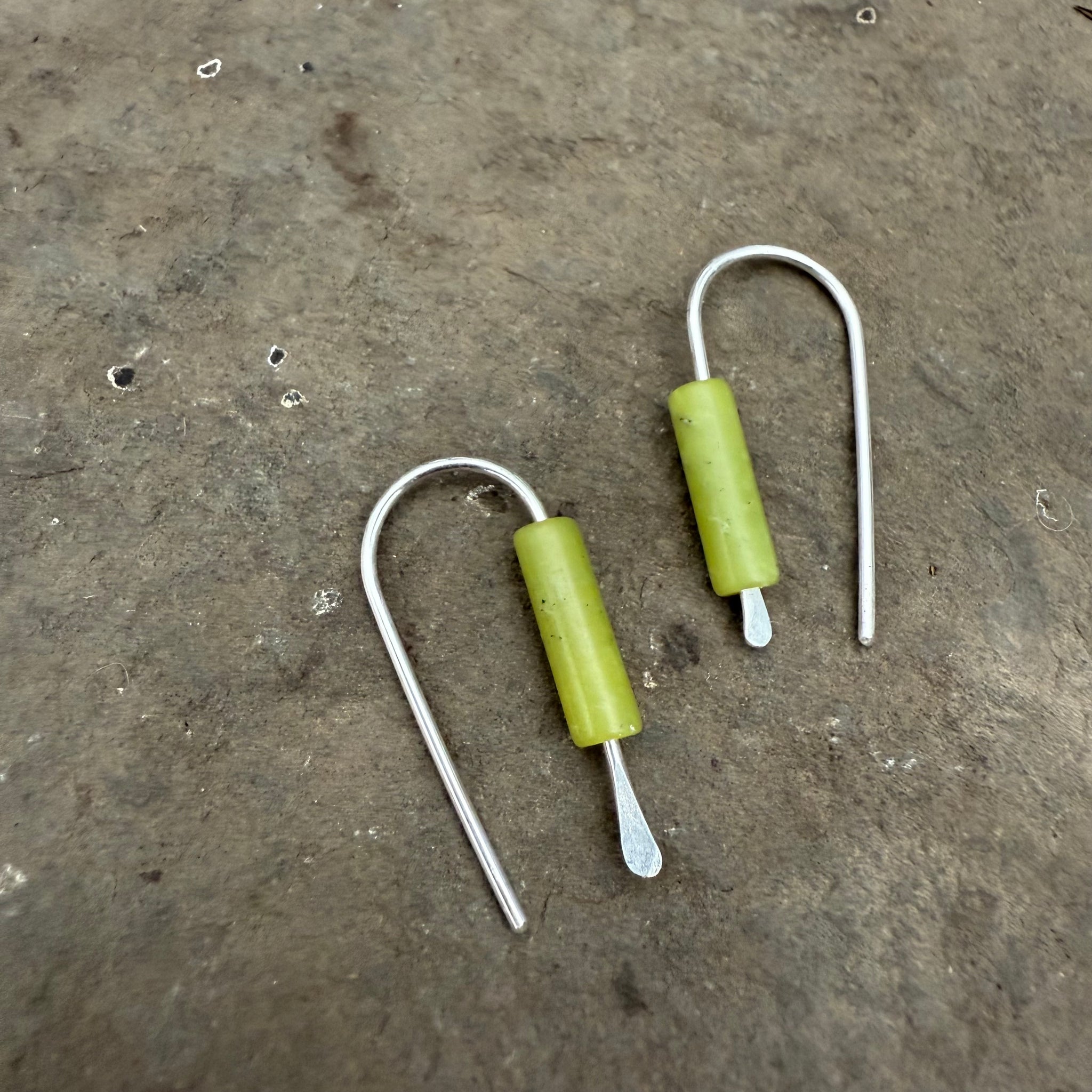 Simple Drop Sterling Earrings with Stone Bead by Jovy Rockey