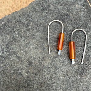 Simple Drop Sterling Earrings with Stone Bead by Jovy Rockey