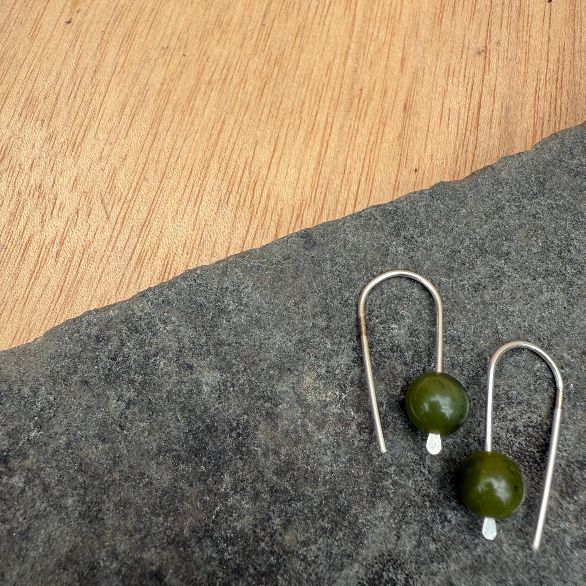 Simple Drop Sterling Earrings with Stone Bead by Jovy Rockey