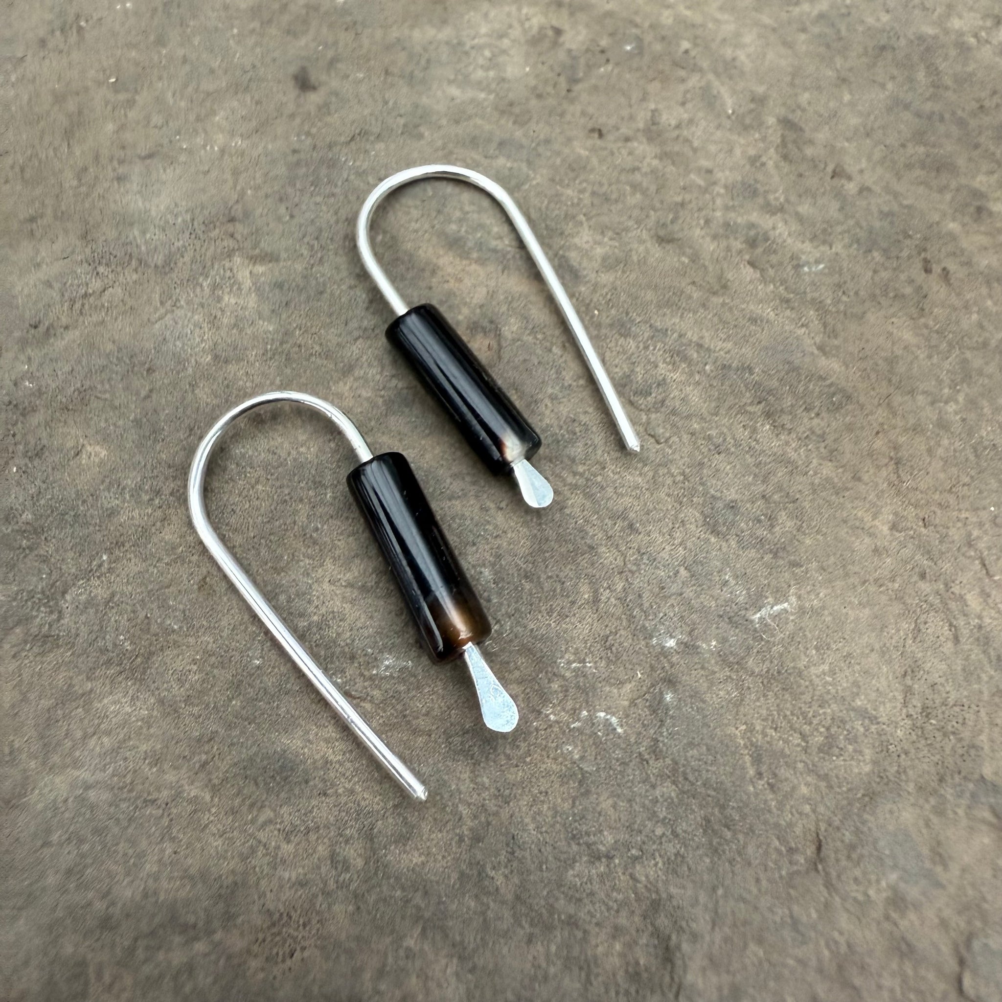 Simple Drop Sterling Earrings with Stone Bead by Jovy Rockey