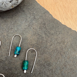 Simple Drop Sterling Earrings with Stone Bead by Jovy Rockey