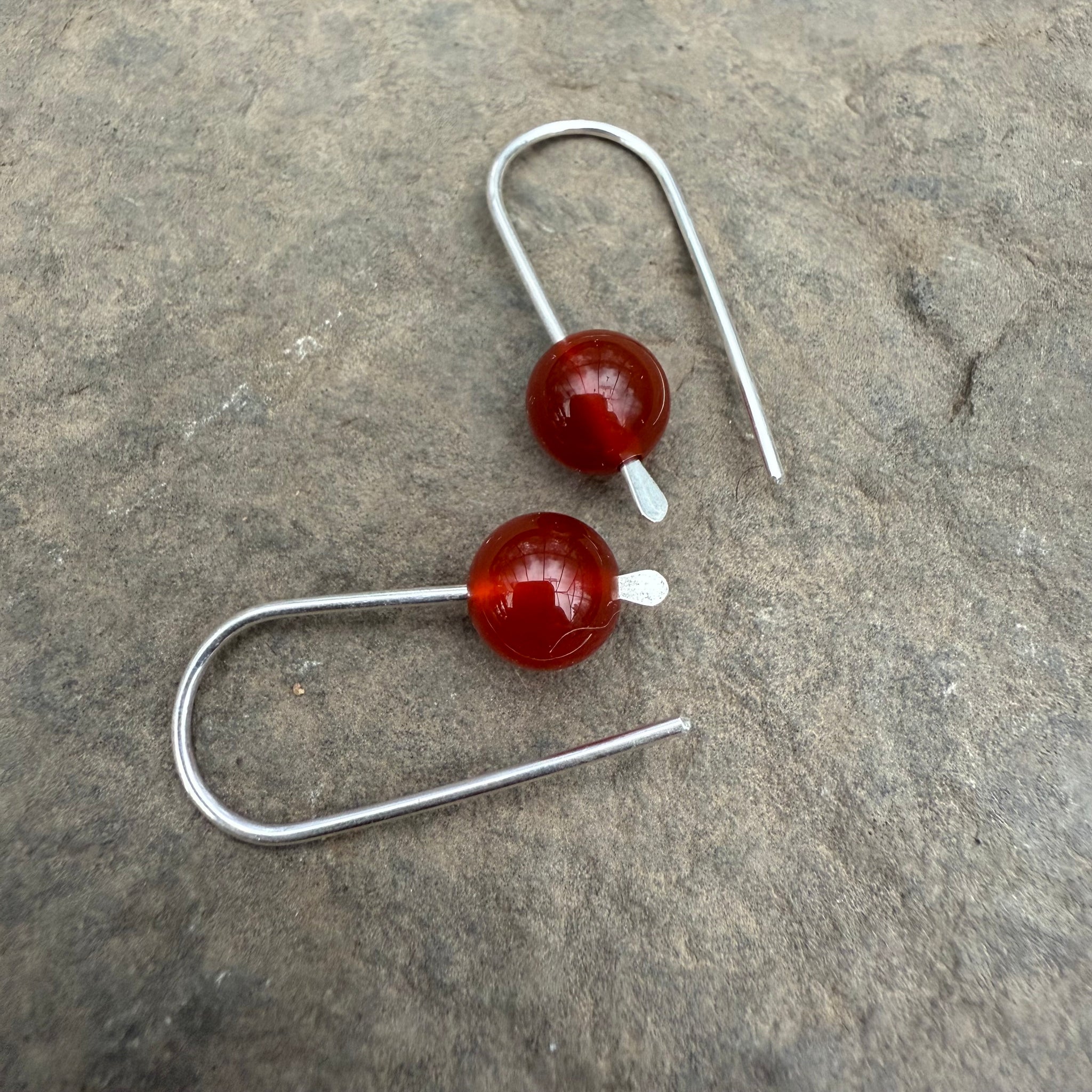 Simple Drop Sterling Earrings with Stone Bead by Jovy Rockey