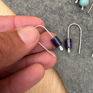 Simple Drop Sterling Earrings with Stone Bead by Jovy Rockey