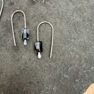 Simple Drop Sterling Earrings with Stone Bead by Jovy Rockey