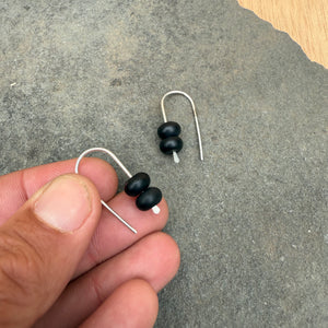 Simple Drop Sterling Earrings with Stone Bead by Jovy Rockey
