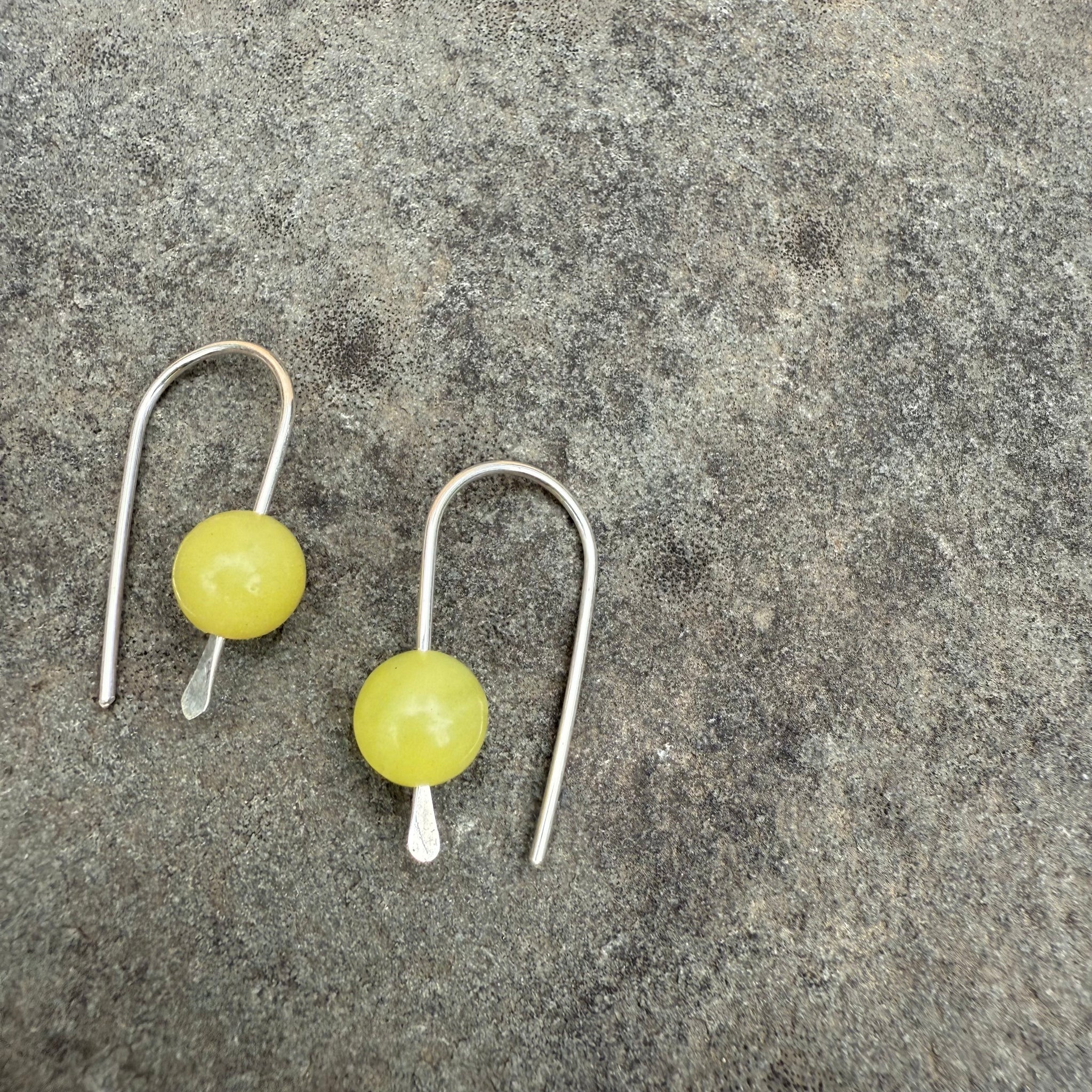 Simple Drop Sterling Earrings with Stone Bead by Jovy Rockey