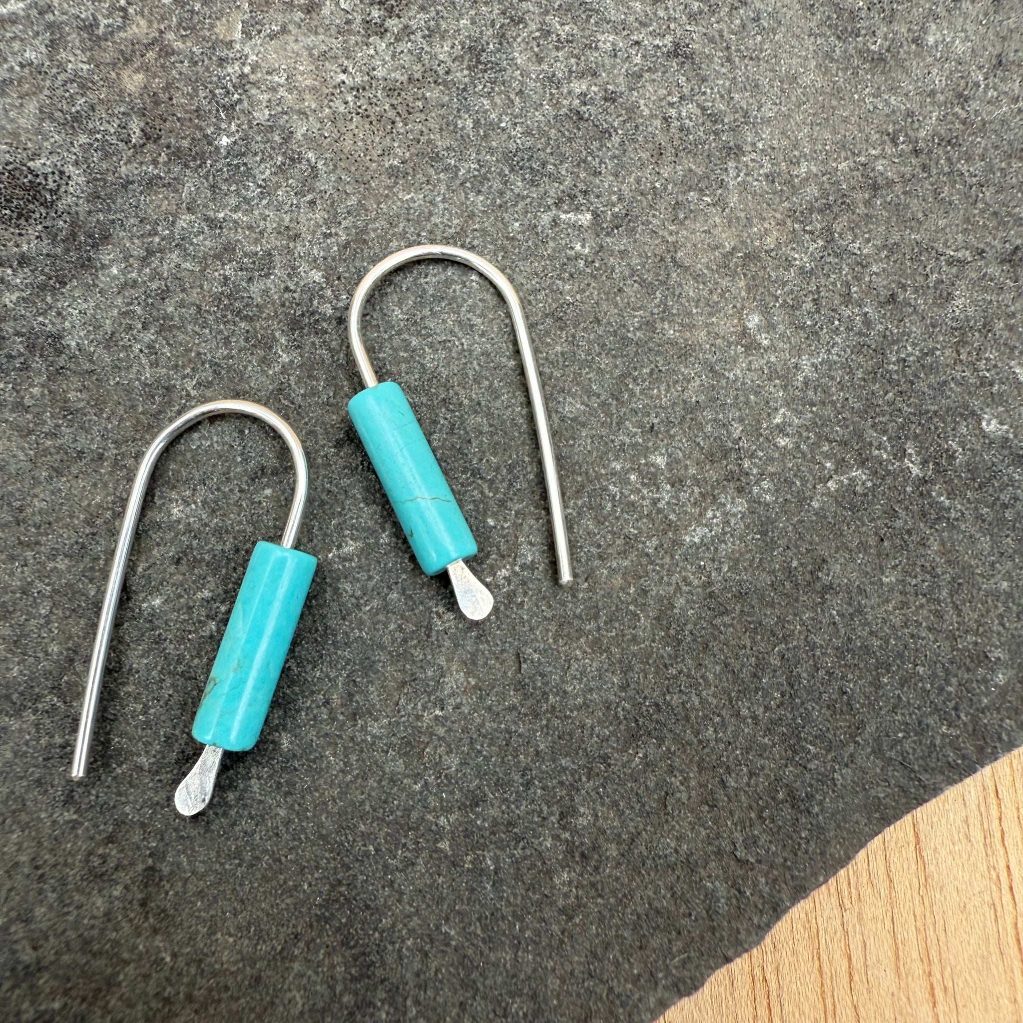 Simple Drop Sterling Earrings with Stone Bead by Jovy Rockey