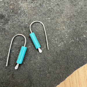 Simple Drop Sterling Earrings with Stone Bead by Jovy Rockey