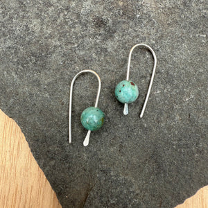 Simple Drop Sterling Earrings with Stone Bead by Jovy Rockey
