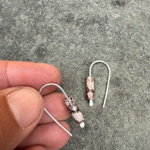 Simple Drop Sterling Earrings with Stone Bead by Jovy Rockey