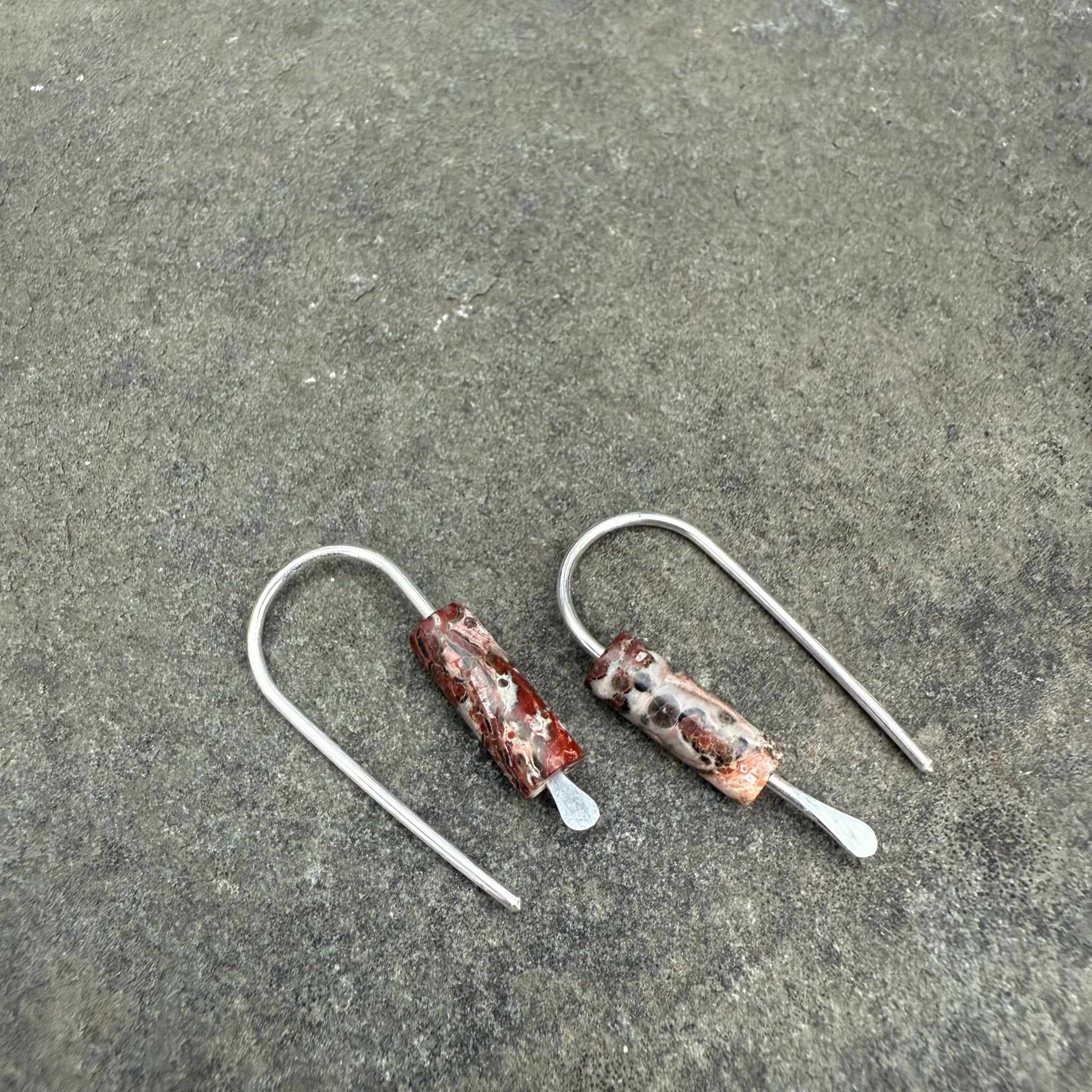 Simple Drop Sterling Earrings with Stone Bead by Jovy Rockey