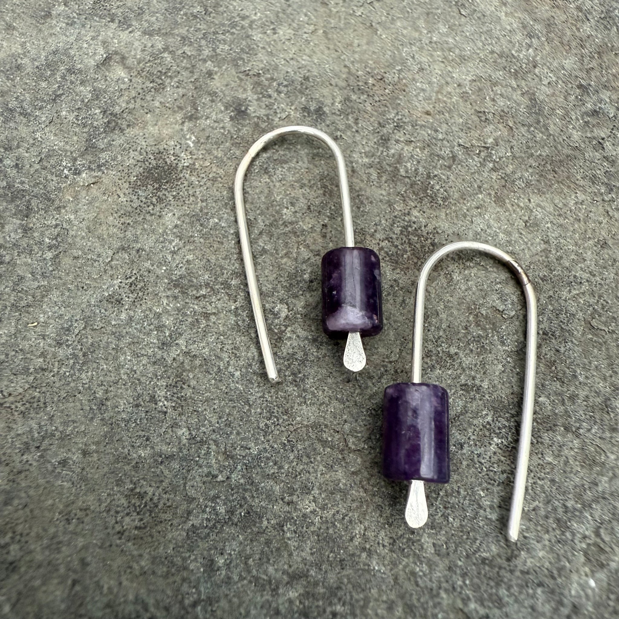 Simple Drop Sterling Earrings with Stone Bead by Jovy Rockey
