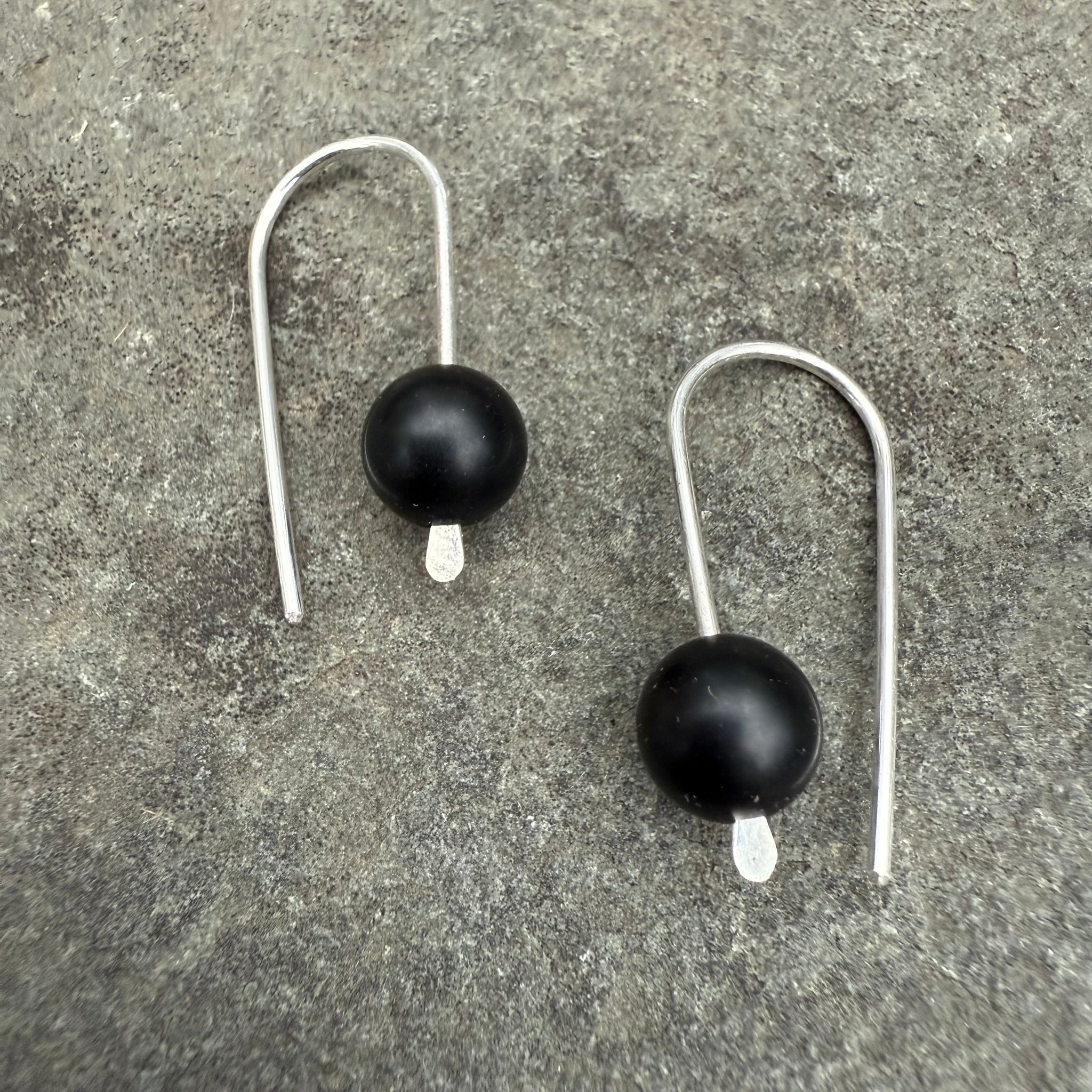 Simple Drop Sterling Earrings with Stone Bead by Jovy Rockey