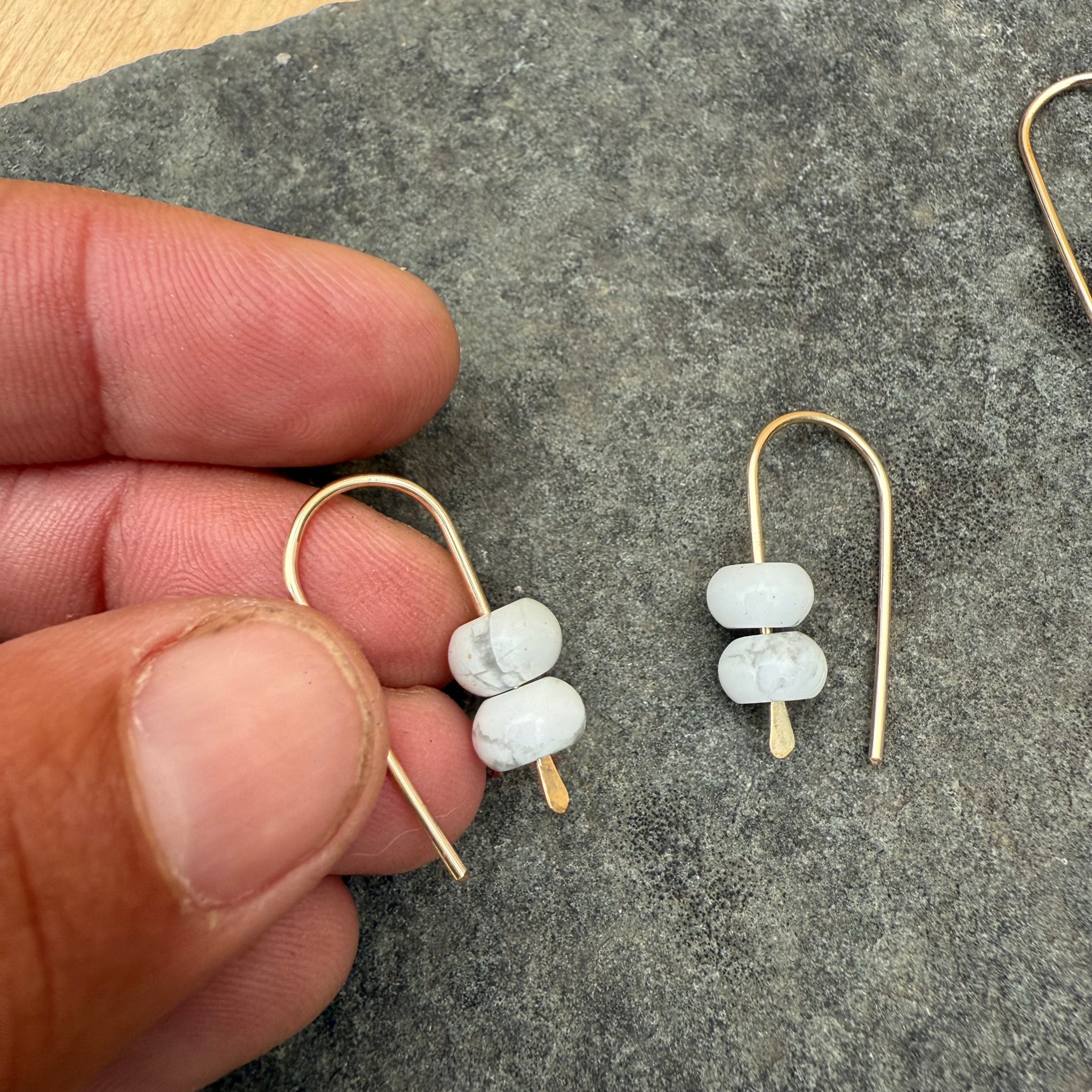 Simple Drop Gold Fill Earrings with Stone Bead by Jovy Rockey
