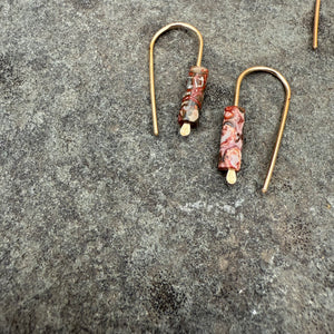 Simple Drop Gold Fill Earrings with Stone Bead by Jovy Rockey