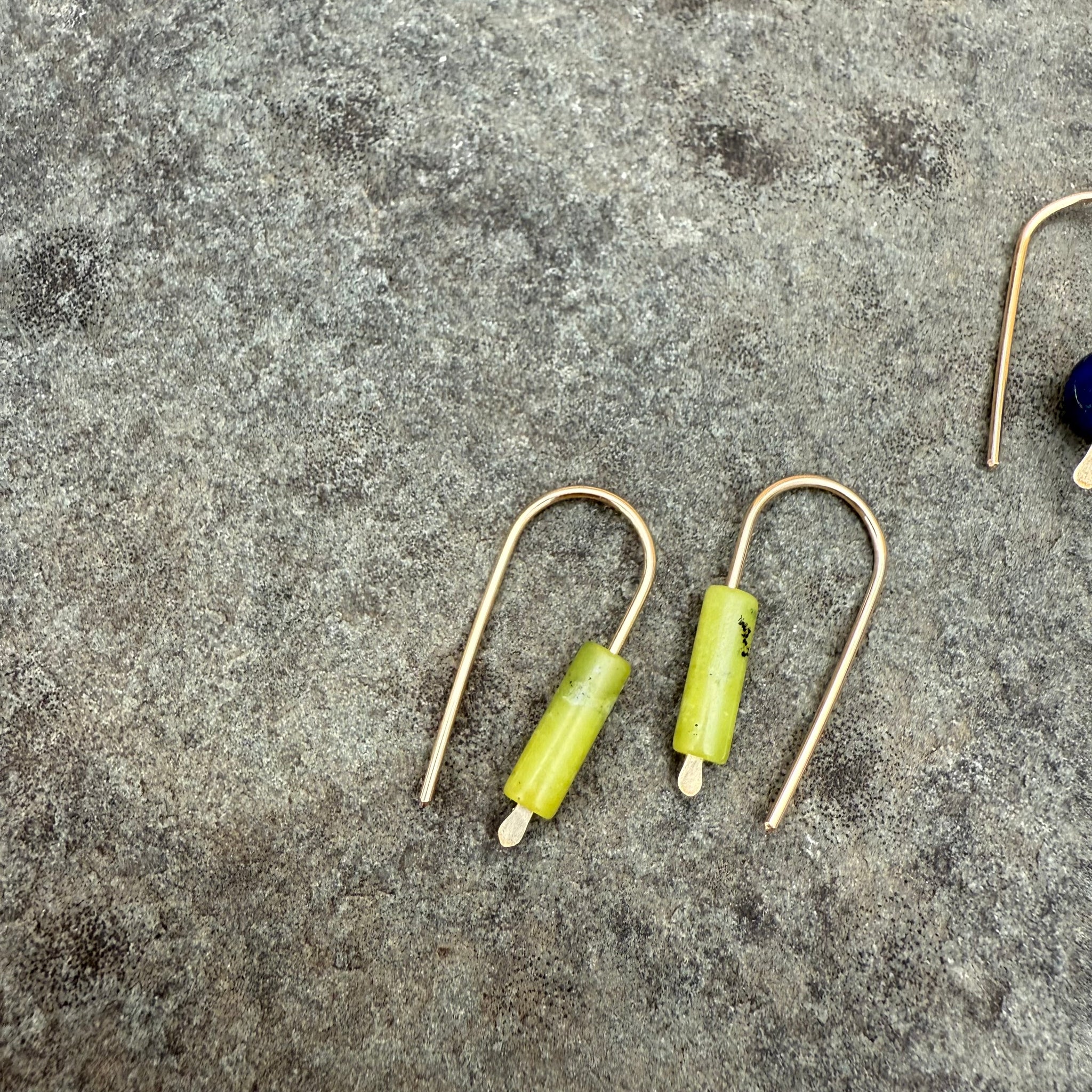 Simple Drop Gold Fill Earrings with Stone Bead by Jovy Rockey