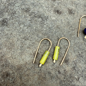 Simple Drop Gold Fill Earrings with Stone Bead by Jovy Rockey