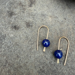 Simple Drop Gold Fill Earrings with Stone Bead by Jovy Rockey