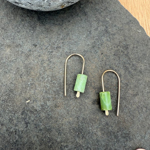 Simple Drop Gold Fill Earrings with Stone Bead by Jovy Rockey