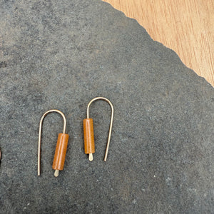 Simple Drop Gold Fill Earrings with Stone Bead by Jovy Rockey