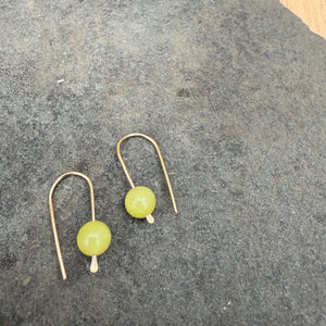 Simple Drop Gold Fill Earrings with Stone Bead by Jovy Rockey