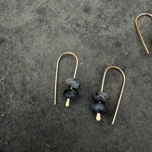 Simple Drop Gold Fill Earrings with Stone Bead by Jovy Rockey