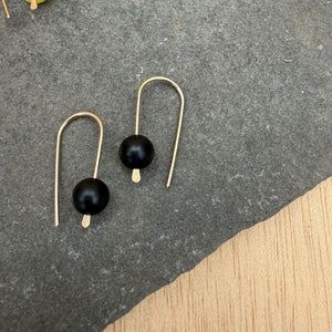 Simple Drop Gold Fill Earrings with Stone Bead by Jovy Rockey