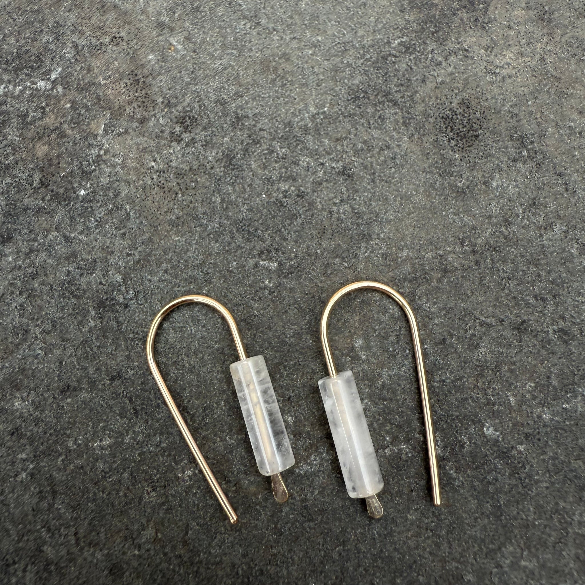 Simple Drop Gold Fill Earrings with Stone Bead by Jovy Rockey