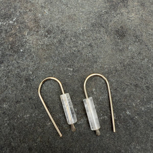 Simple Drop Gold Fill Earrings with Stone Bead by Jovy Rockey