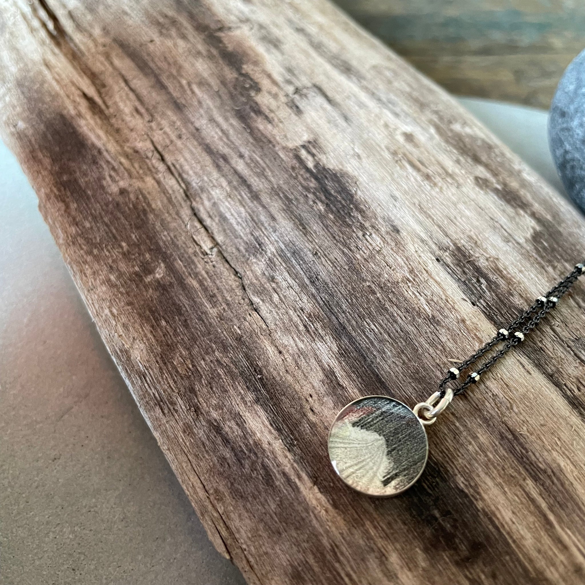 Ski Trail Photo Bezel Necklace on Sterling by Everyday Artifact