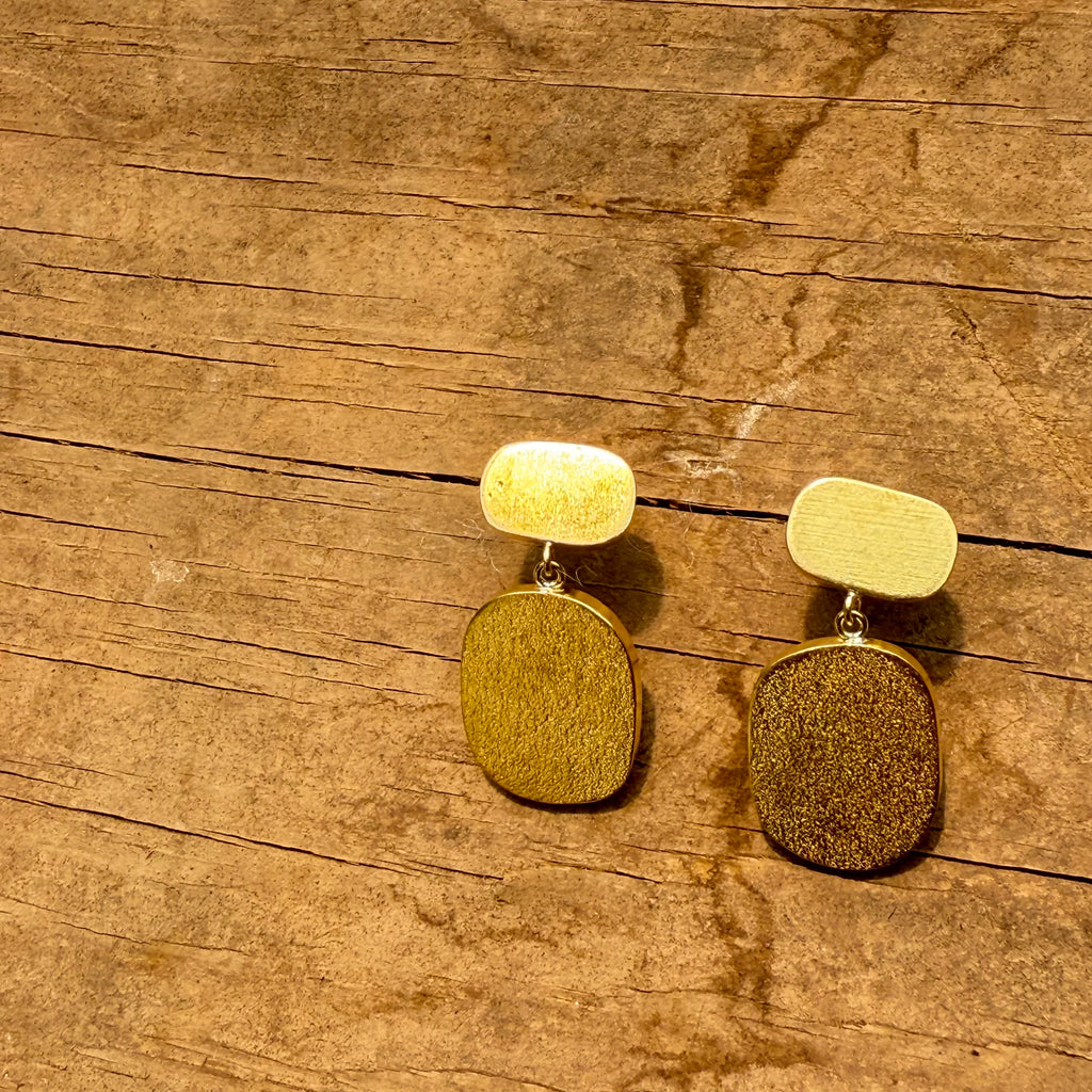 Skipping Stone Dangle Earrings in Brass by Mulxiply