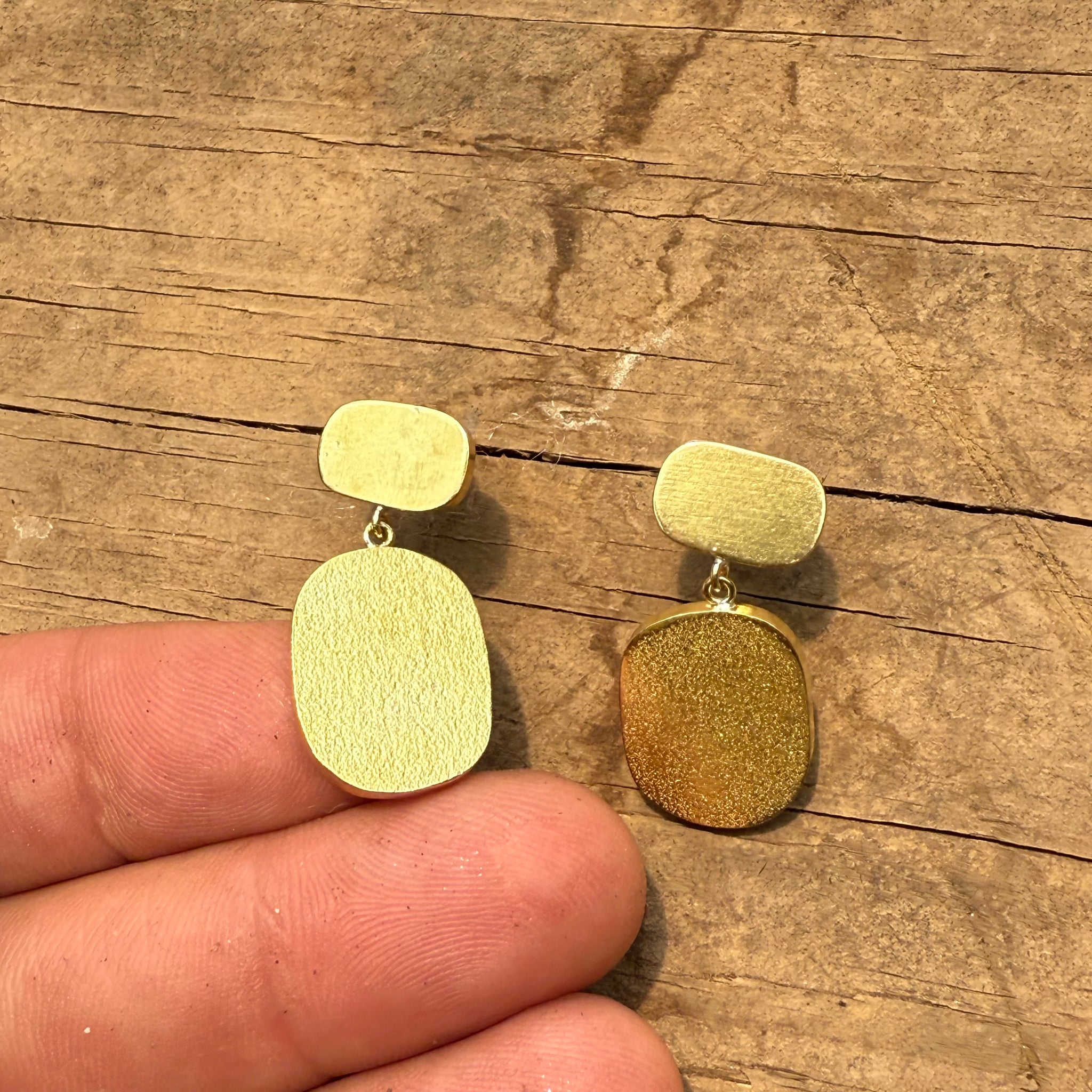 Skipping Stone Dangle Earrings in Brass by Mulxiply