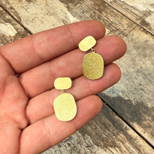 Skipping Stone Dangle Earrings in Brass by Mulxiply