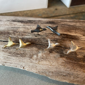 Small Birds Post Earrings by Blacking Metals