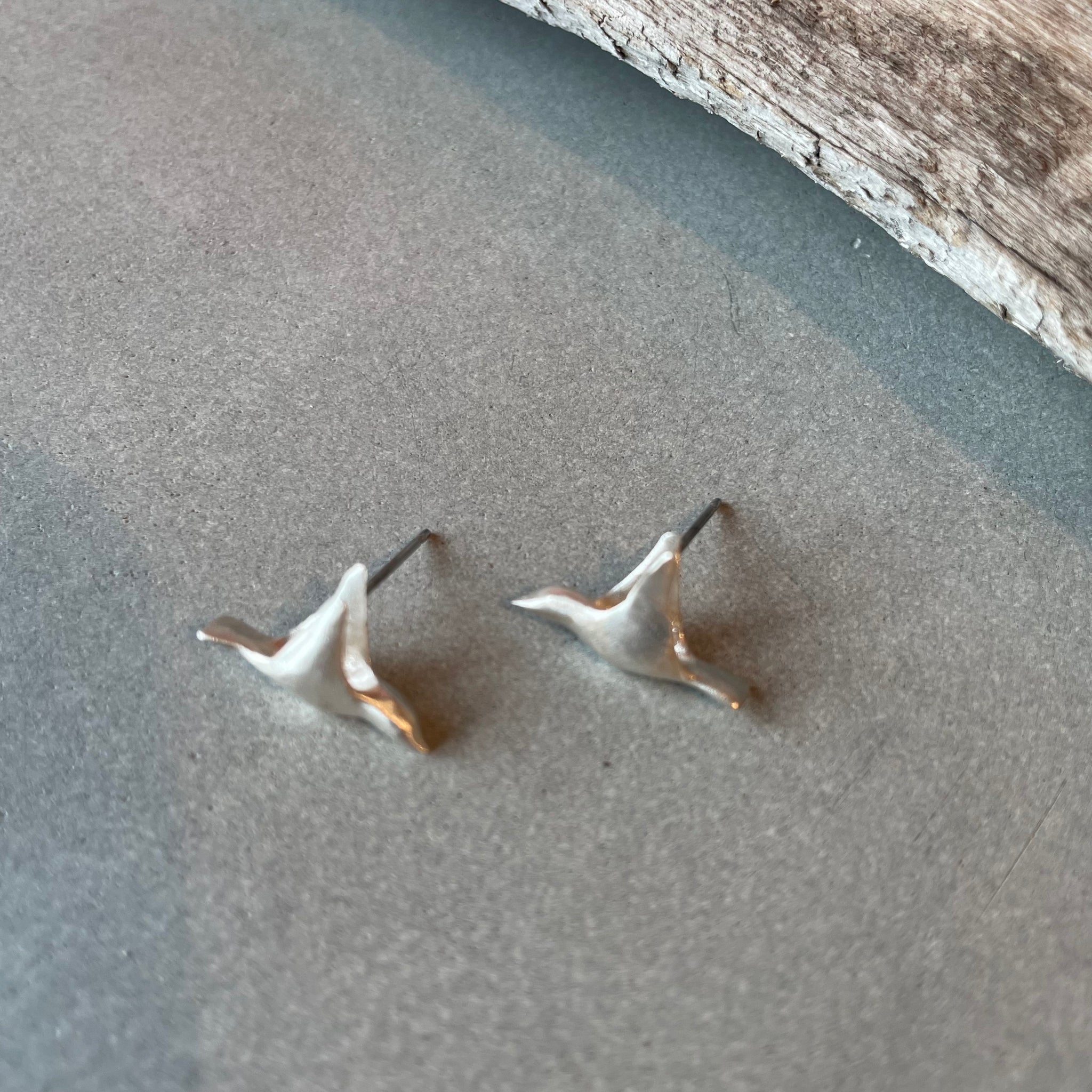 Small Birds Post Earrings by Blacking Metals