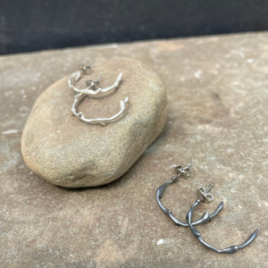Small Branch Hoop Earrings by Blacking Metals