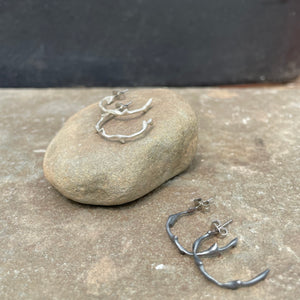 Small Branch Hoop Earrings by Blacking Metals