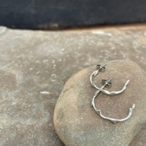 Small Branch Hoop Earrings by Blacking Metals