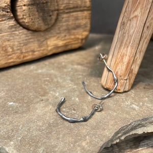 Small Branch Hoop Earrings by Blacking Metals