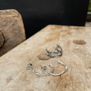 Small Branch Hoop Earrings by Blacking Metals