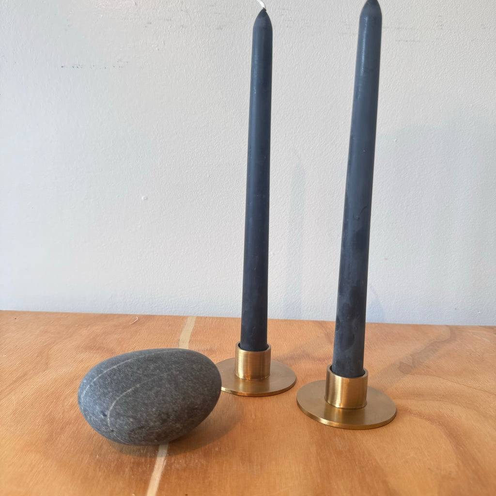 Small Hand-Forged Brass Round Candle Holder by Fog Linen