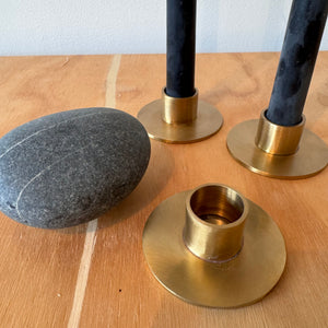 Small Hand-Forged Brass Round Candle Holder by Fog Linen