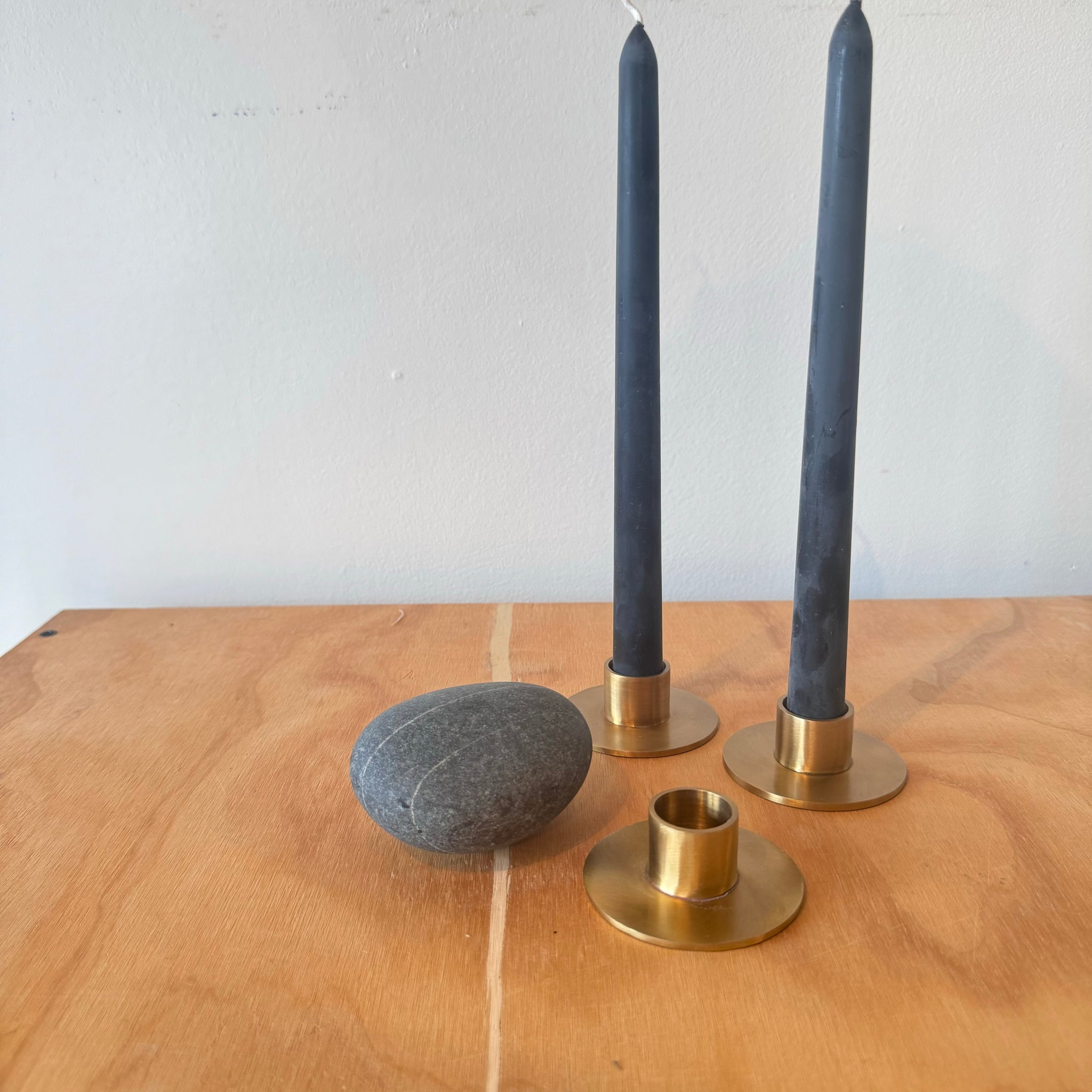 Small Hand-Forged Brass Round Candle Holder by Fog Linen