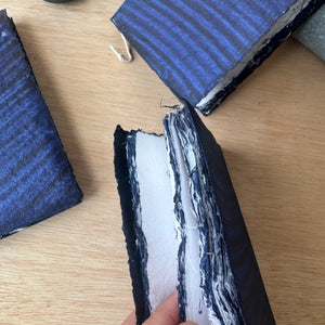 Small Indigo Hand Stitched Cotton Rag Paper Notebook by Lamali Paris