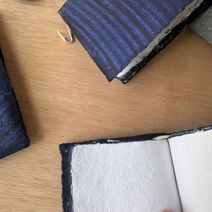 Small Indigo Hand Stitched Cotton Rag Paper Notebook by Lamali Paris