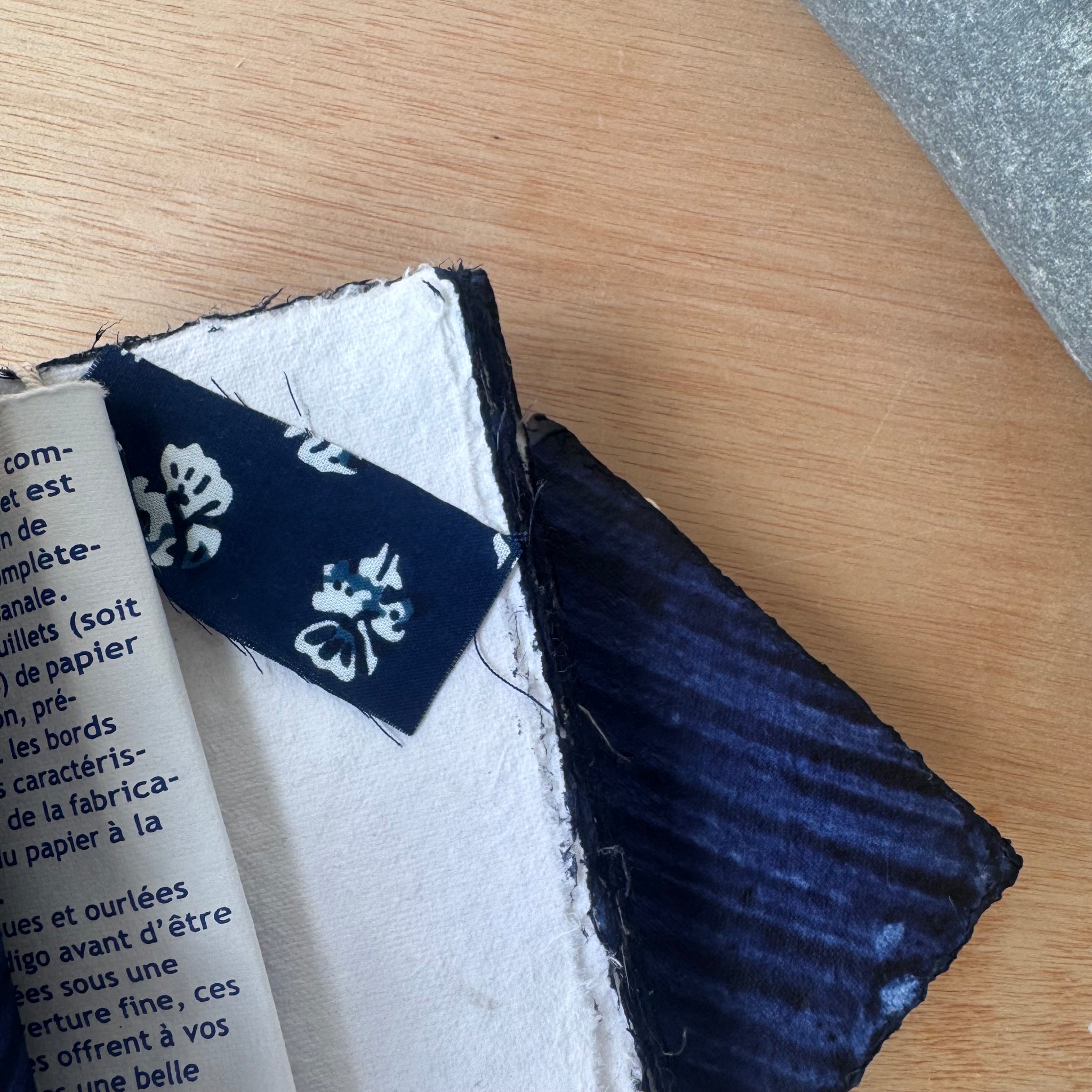 Small Indigo Hand Stitched Cotton Rag Paper Notebook by Lamali Paris