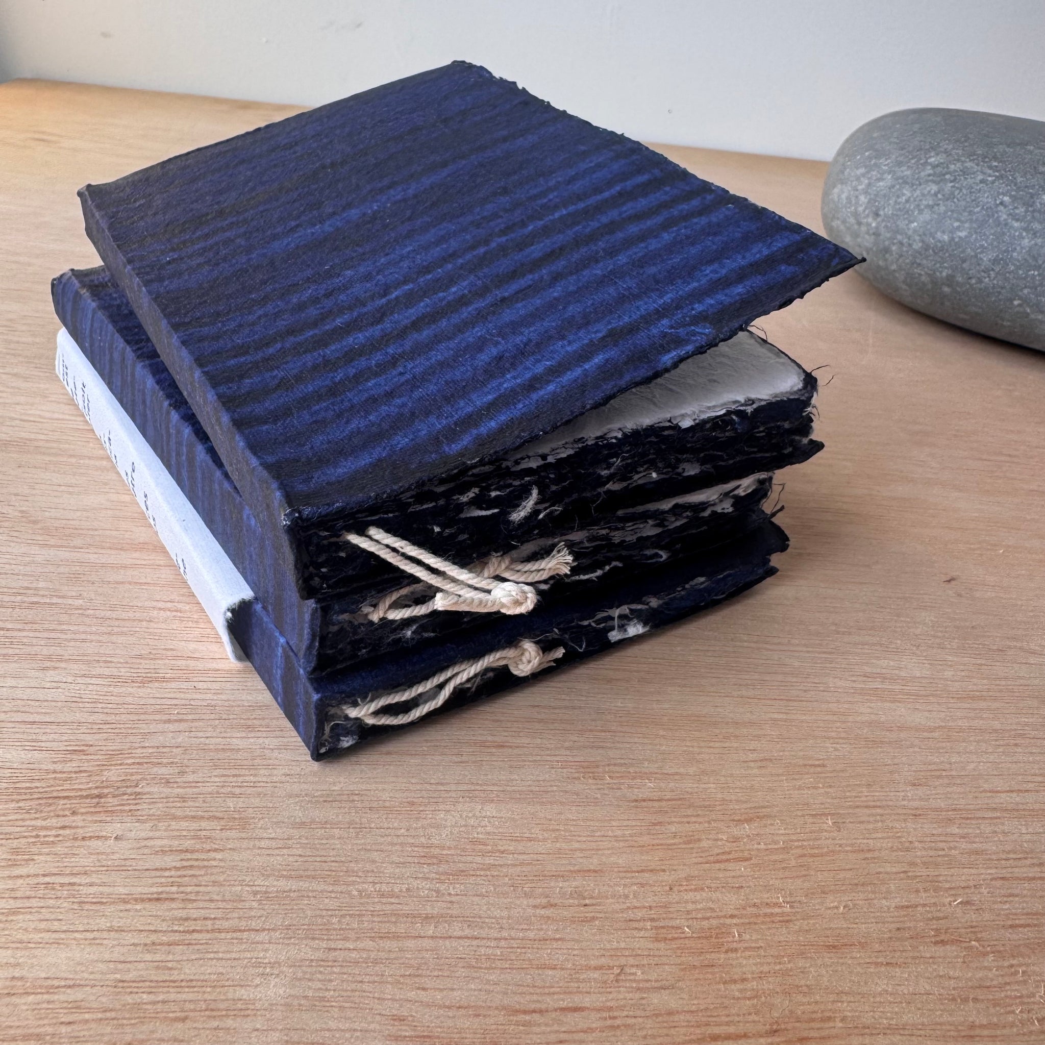 Small Indigo Hand Stitched Cotton Rag Paper Notebook by Lamali Paris