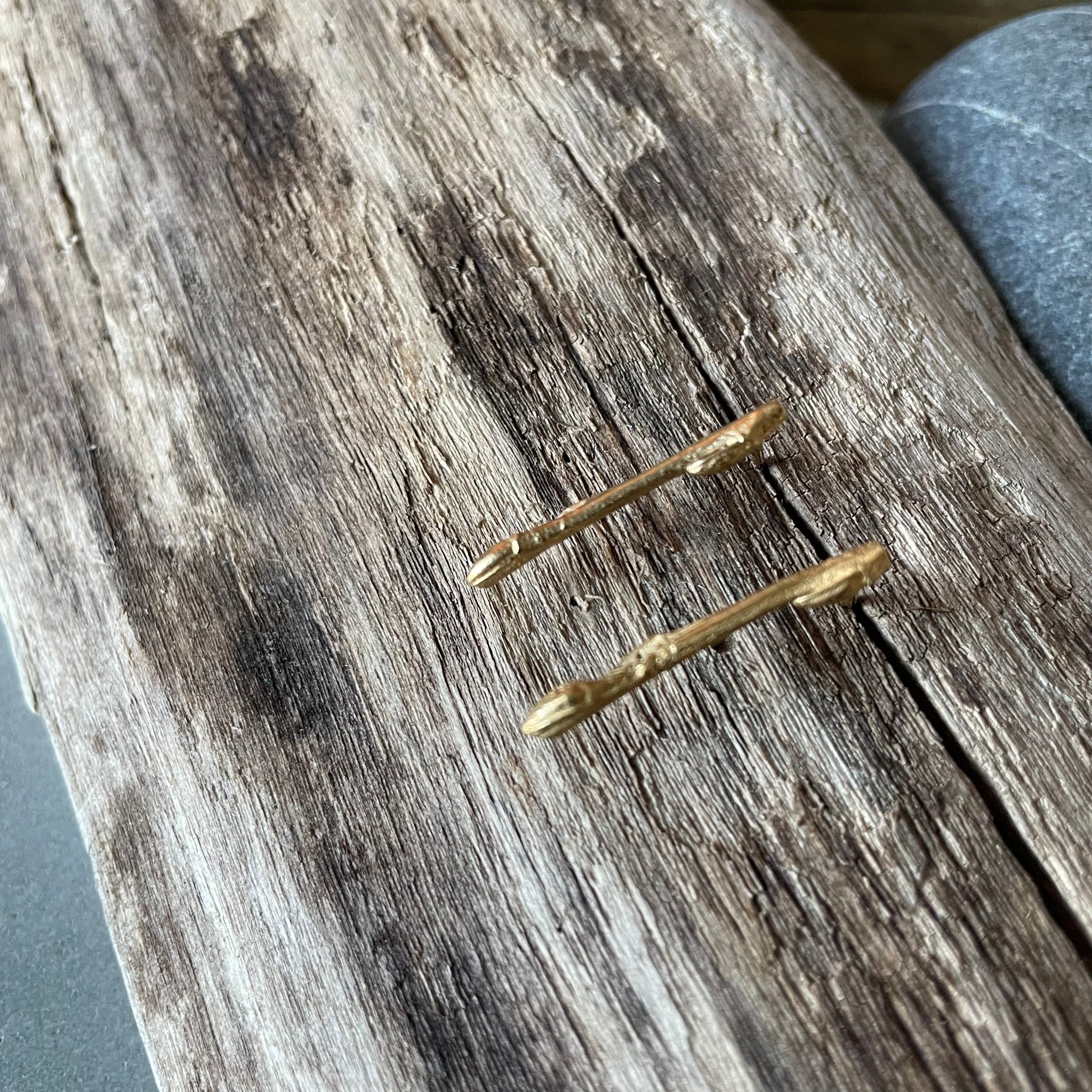 Small Twig Earrings in Gold Vermeil by Tree Trunk Arts