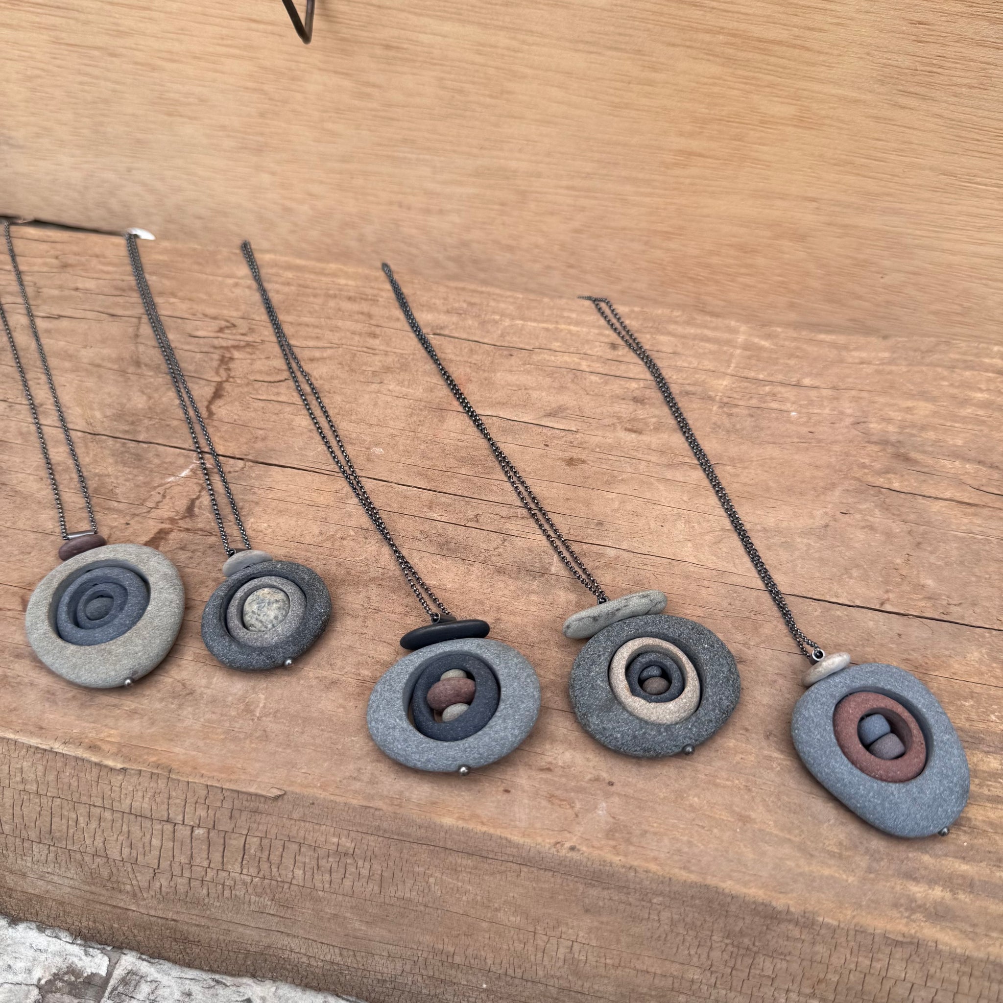 Spinner Stone in Stone Necklace by Lakestone Jewelry